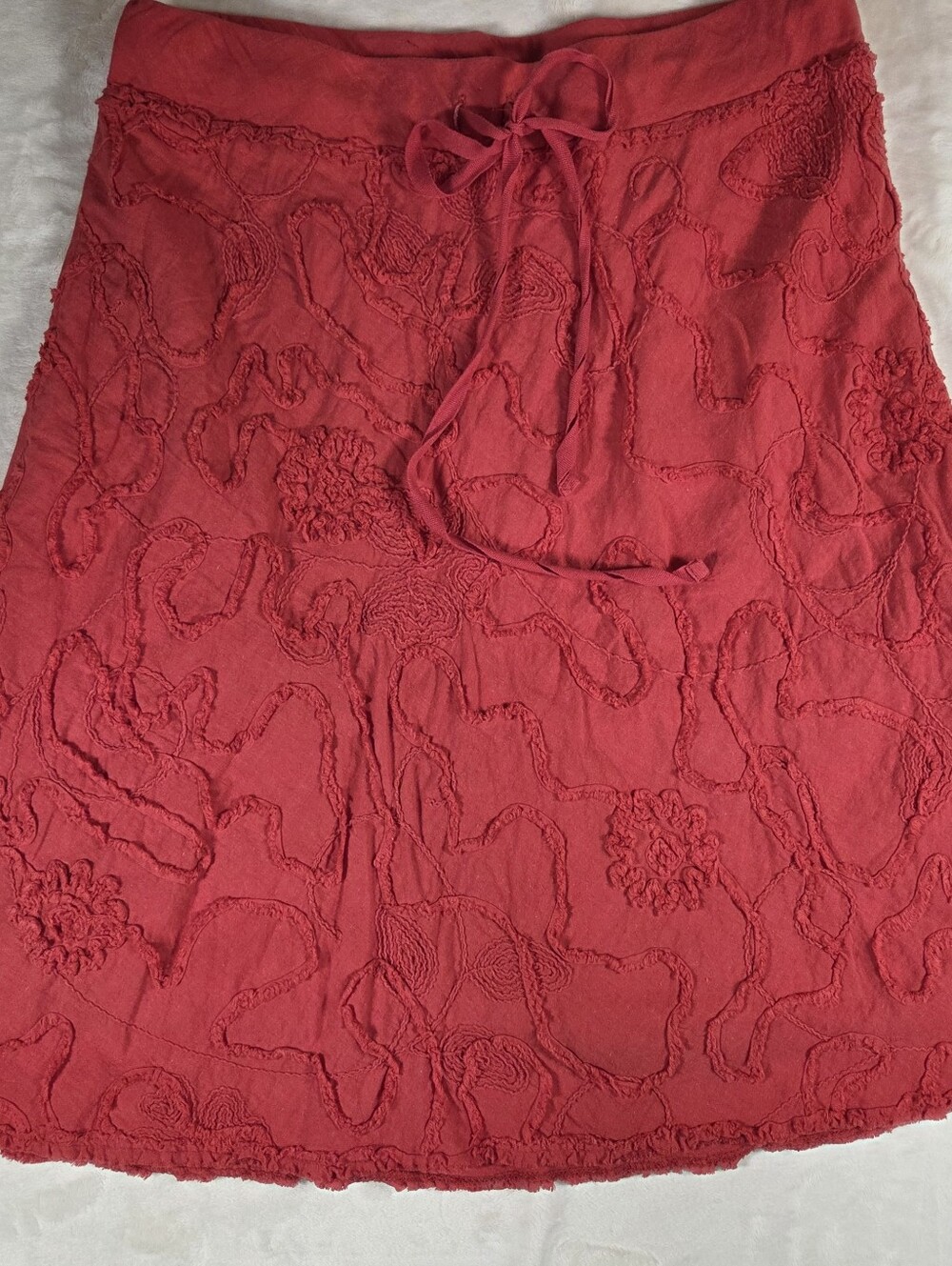 Max Studio Red Cotton Skirt with Drawstring Waist